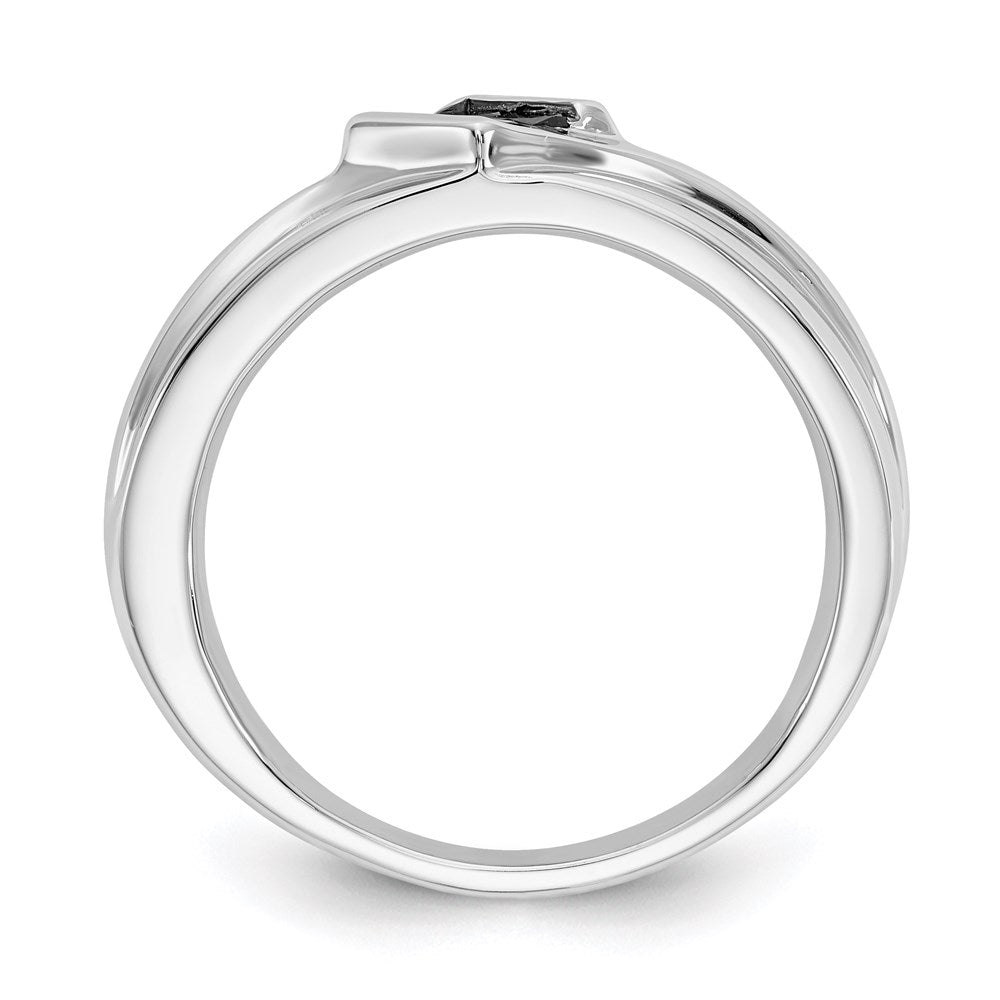 14K Weißgold Herrenring mit schwarzen Diamanten