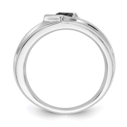 14K Weißgold Herrenring mit schwarzen Diamanten