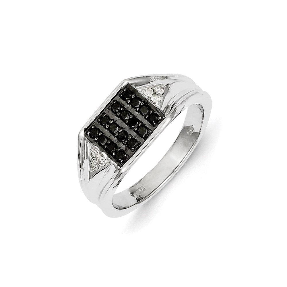 14K Weißgold Herrenring mit schwarzen und weißen Diamanten, 0,5 ct. Gesamtgewicht