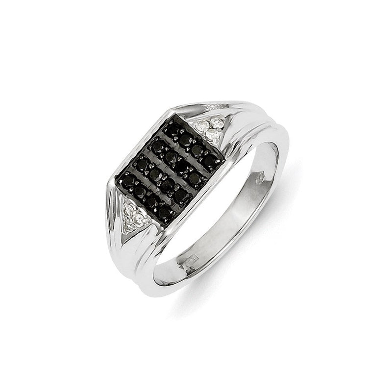 14K Weißgold Herrenring mit schwarzen und weißen Diamanten, 0,5 ct. Gesamtgewicht
