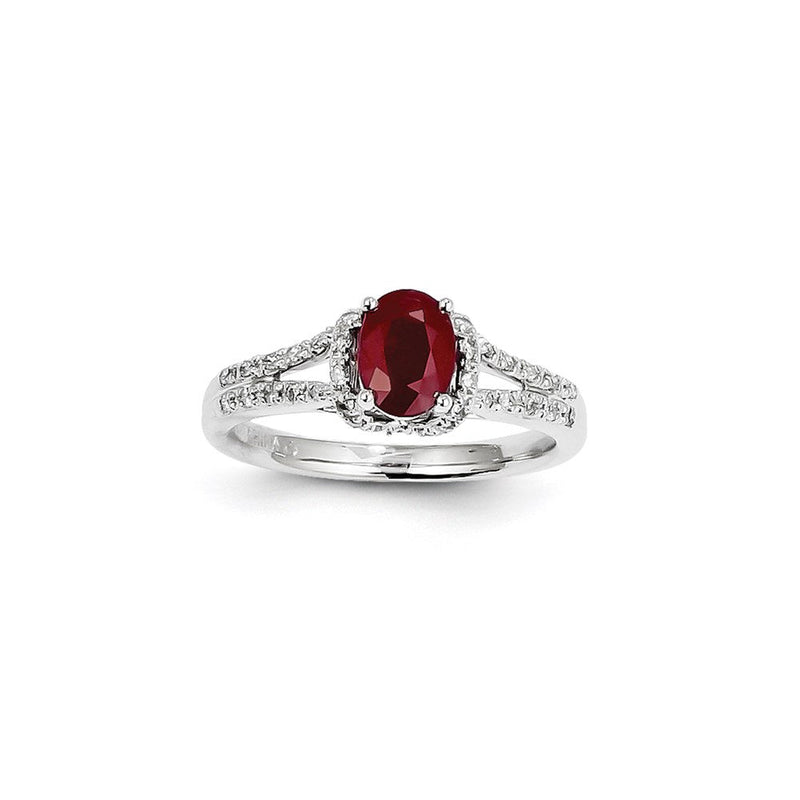 14K Weißgold Ring mit natürlichen Diamanten und Rubinen