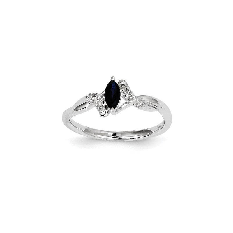 14K Weißgold Ring mit natürlichen Diamanten und Saphiren