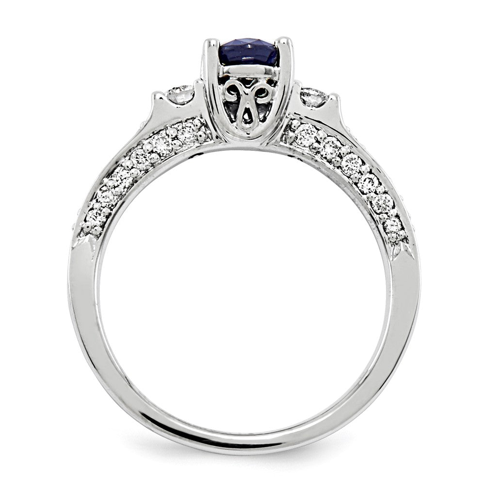 14K Weißgold Echt Diamant & Saphir Ring