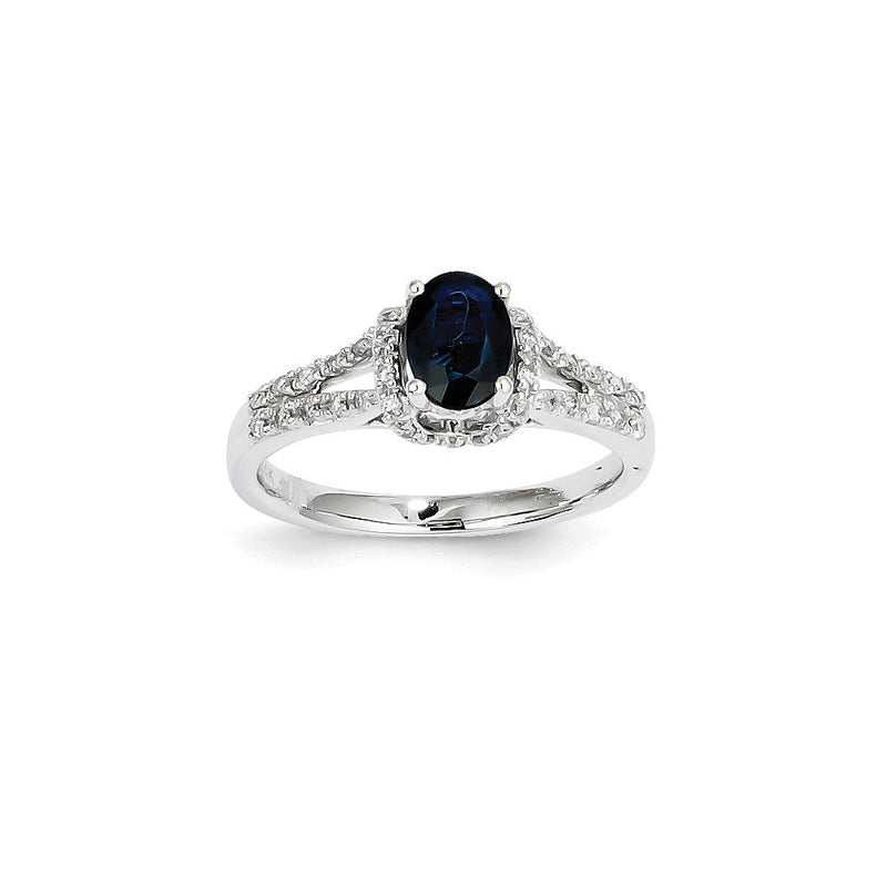 Ring aus 14K Weißgold mit natürlichen Diamanten und Saphiren
