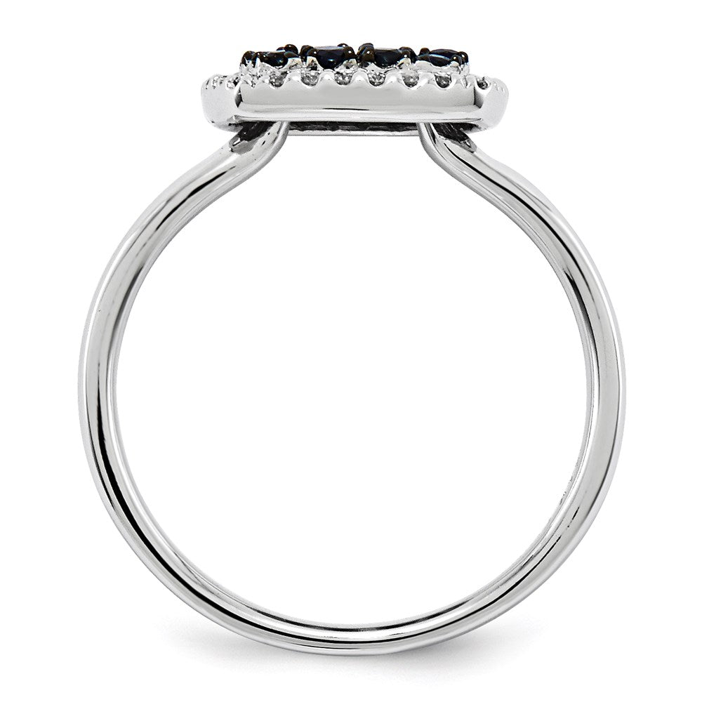 14K Weißgold Echt Diamant & Saphir Ring