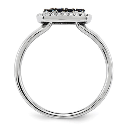 14K Weißgold Echt Diamant & Saphir Ring