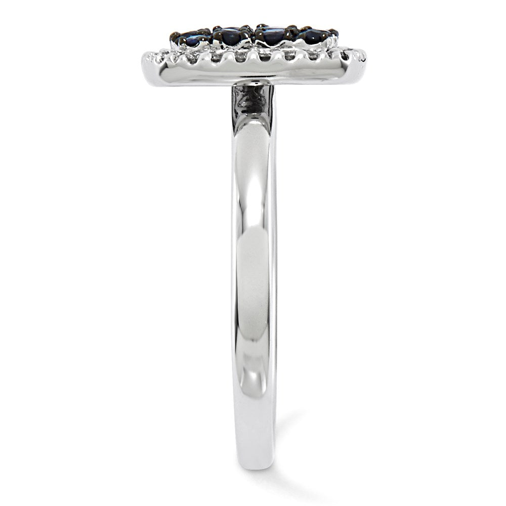 14K Weißgold Echt Diamant & Saphir Ring