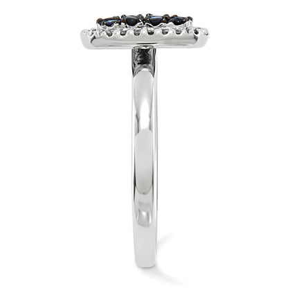 14K Weißgold Echt Diamant & Saphir Ring