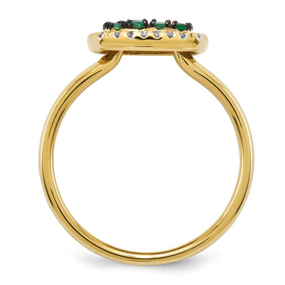 14K Gelbgold Echt Diamant & Smaragd Ring
