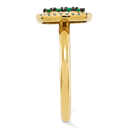 14K Gelbgold Echt Diamant & Smaragd Ring