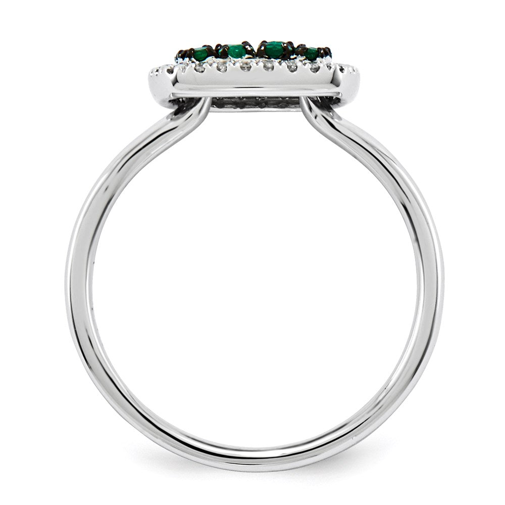 14K Weißgold Echt Diamant & Smaragd Ring