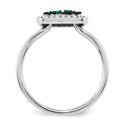 14K Weißgold Echt Diamant & Smaragd Ring