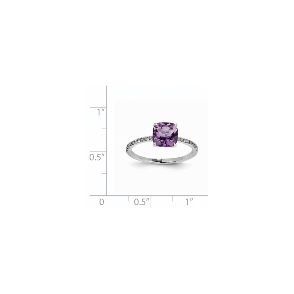 14K Weißgold Ring mit Diamanten und Amethyst