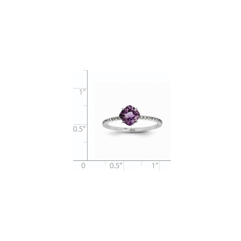 14K Weißgold Ring mit Diamanten und Amethysten