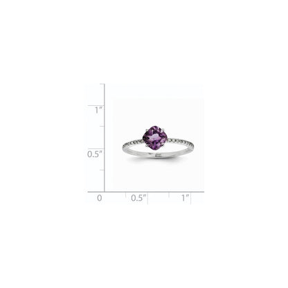 14K Weißgold Ring mit Diamanten und Amethysten
