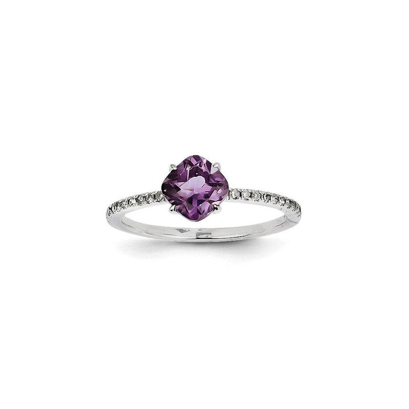 14K Weißgold Ring mit Diamanten und Amethysten