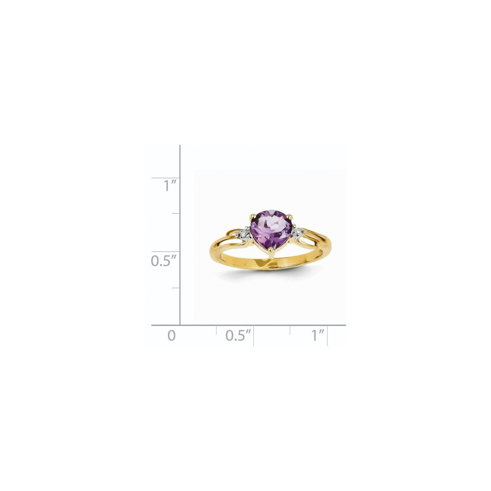 14K Gelbgold Ring mit Diamanten und Amethyst in Herzform