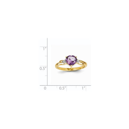 14K Gelbgold Ring mit Diamanten und Amethyst in Herzform