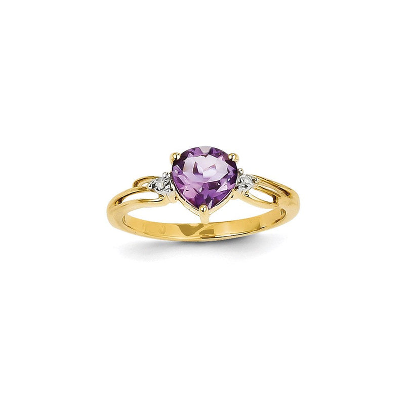 14K Gelbgold Ring mit Diamanten und Amethyst in Herzform