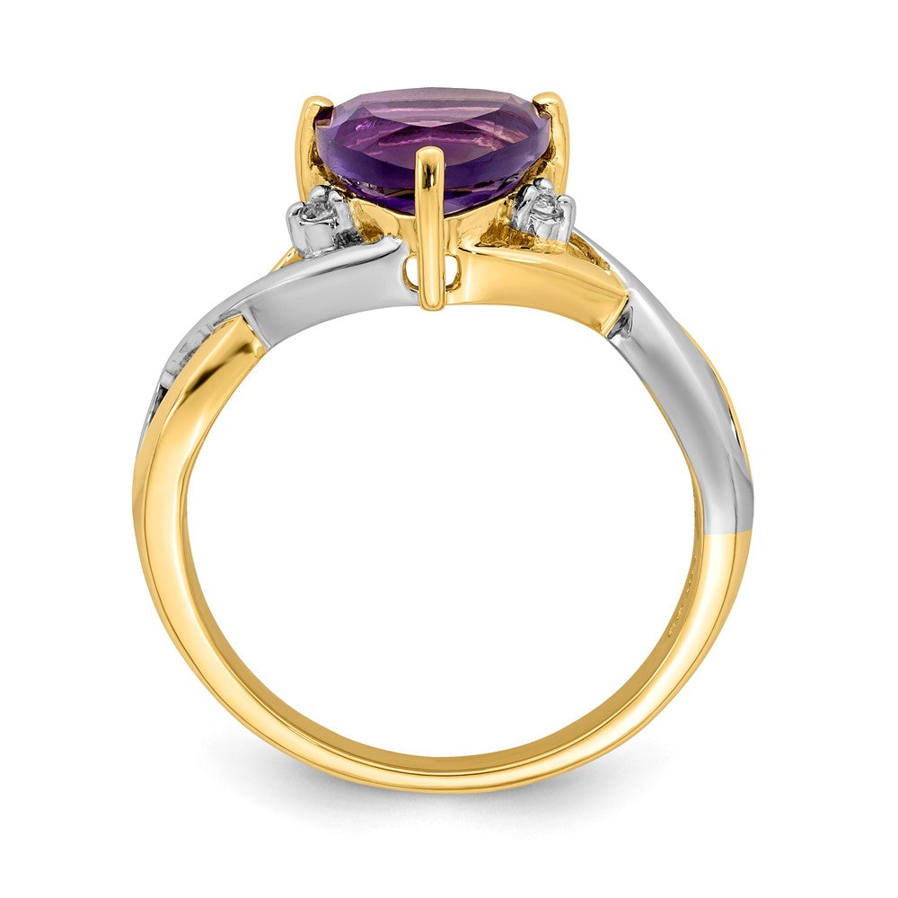 14K Gelbgold Ring mit Amethyst und Trillion-Weißtopas