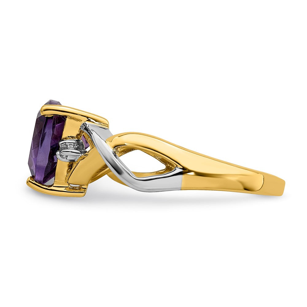 14K Gelbgold Ring mit Amethyst und Trillion-Weißtopas