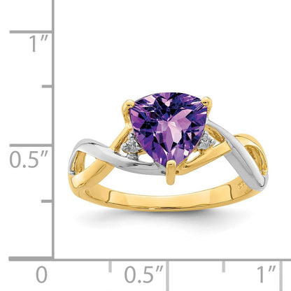 14K Gelbgold Ring mit Amethyst und Trillion-Weißtopas