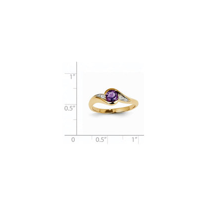 14K Gelbgold Ring mit runden Diamanten und Amethysten