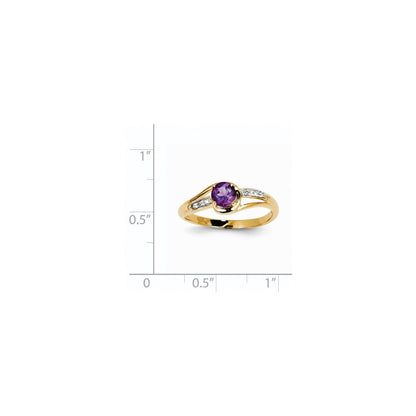 14K Gelbgold Ring mit Diamanten und Amethysten, rund