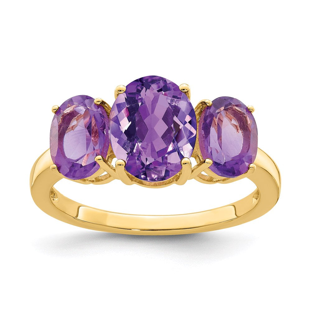 14K Gelbgold Ring mit ovalem Amethyst