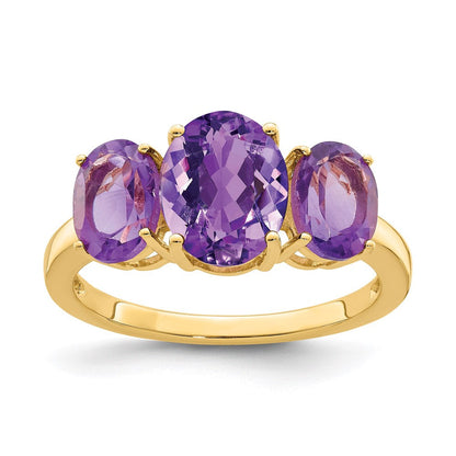 14K Gelbgold Ring mit ovalem Amethyst