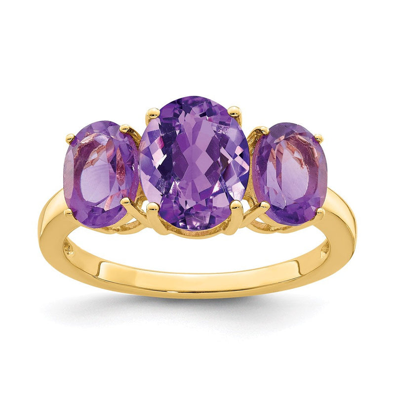 14K Gelbgold Ring mit ovalem Amethyst