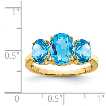 Ring aus 14K Gelbgold mit ovalem Blautopas