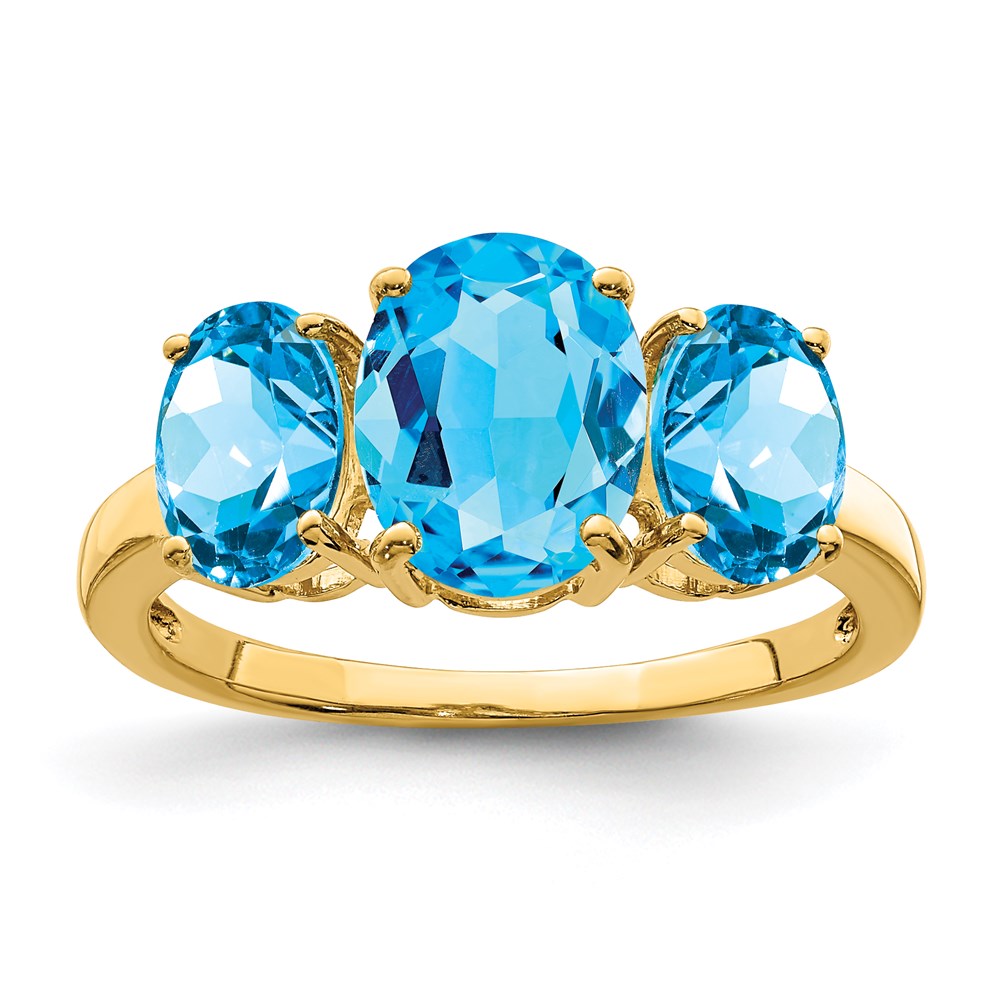 Ring aus 14K Gelbgold mit ovalem Blautopas