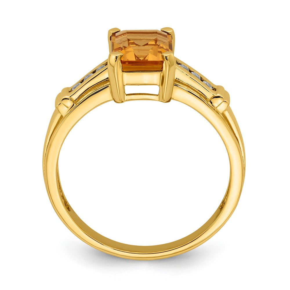 14K Gelbgold Ring mit Citrin und weißem Topas, quadratisch