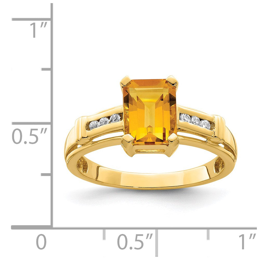 14K Gelbgold Ring mit Citrin und weißem Topas, quadratisch