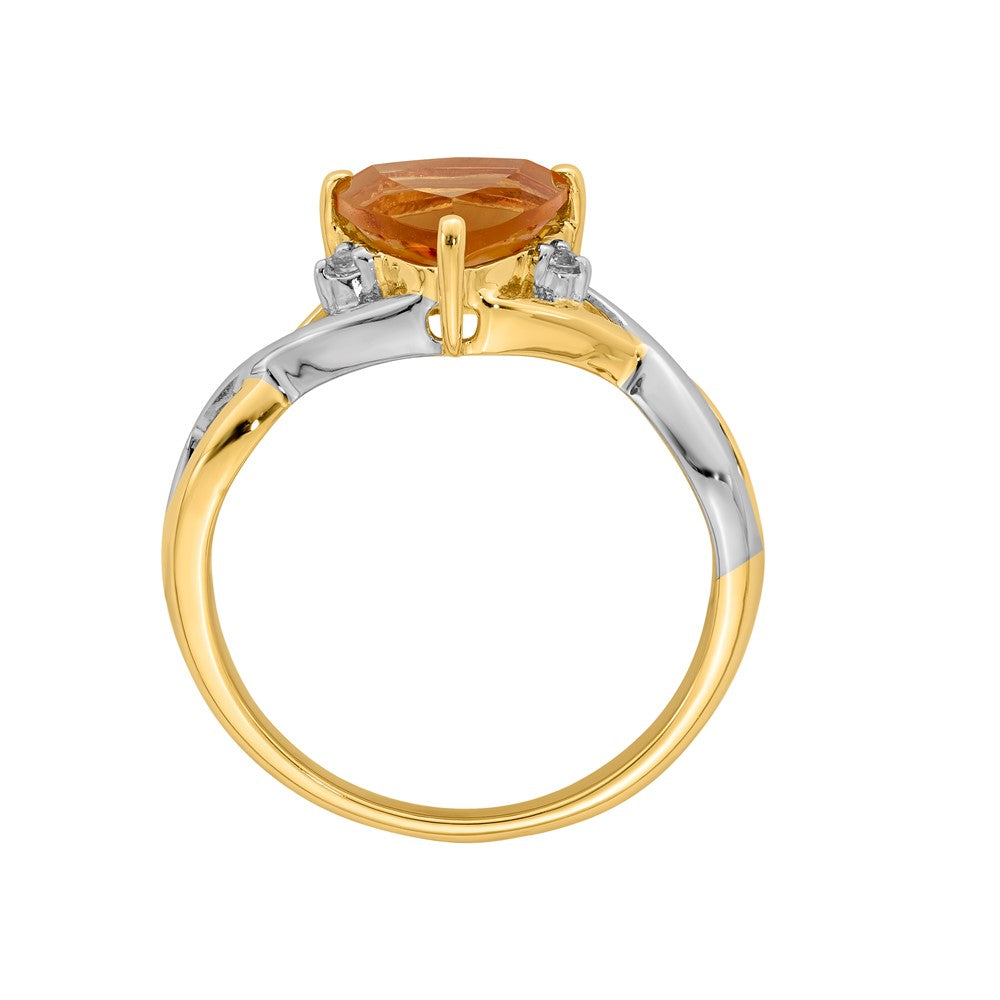 14K Gelbgold Ring mit Citrin und weißem Topas im Trillion-Schliff