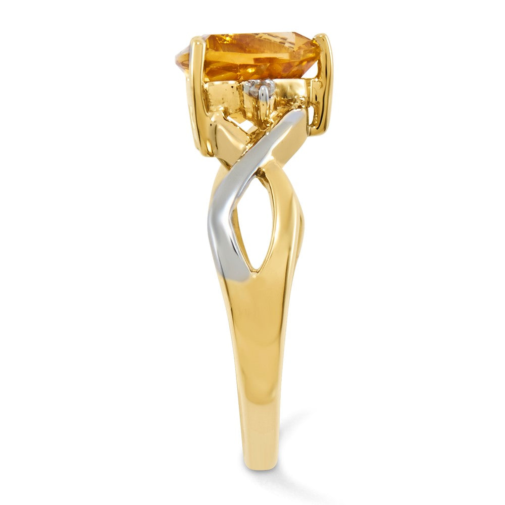 14K Gelbgold Ring mit Citrin und weißem Topas im Trillion-Schliff