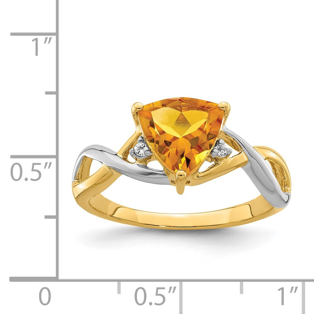 14K Gelbgold Ring mit Citrin und weißem Topas im Trillion-Schliff