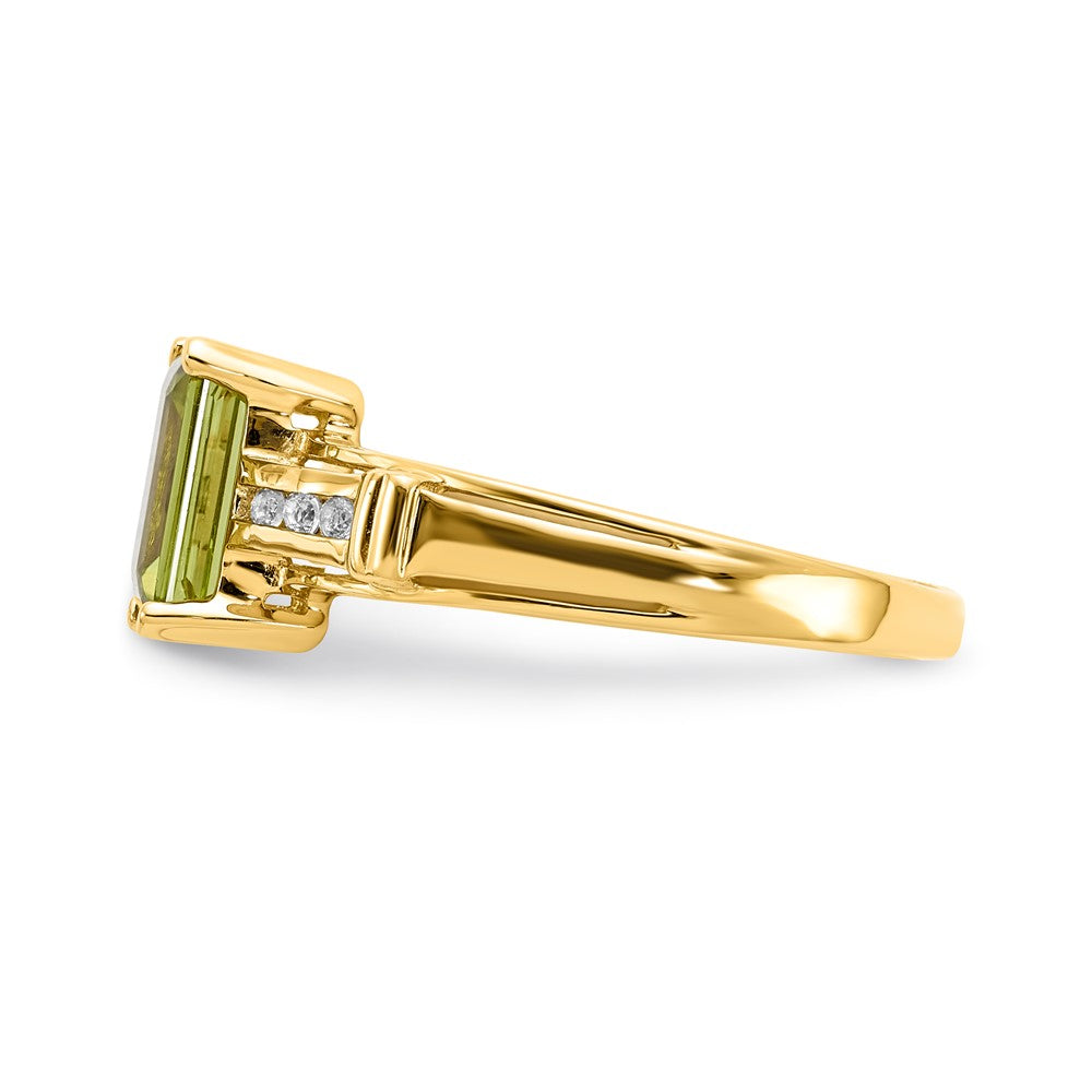 14K Gelbgold Ring mit quadratischem Peridot und Weißem Topas