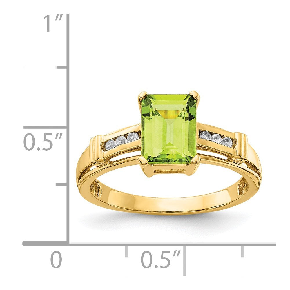 14K Gelbgold Ring mit quadratischem Peridot und Weißem Topas