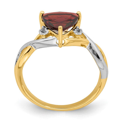 14K Gelbgold Ring mit Granat und weißem Topas im Trillion-Schliff
