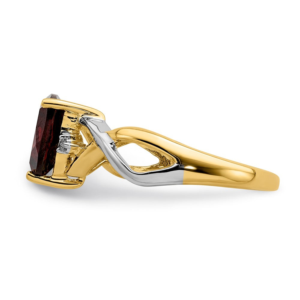 14K Gelbgold Ring mit Granat und weißem Topas im Trillion-Schliff