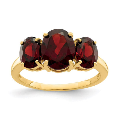 14K Gelbgold Ring mit ovalem Granat