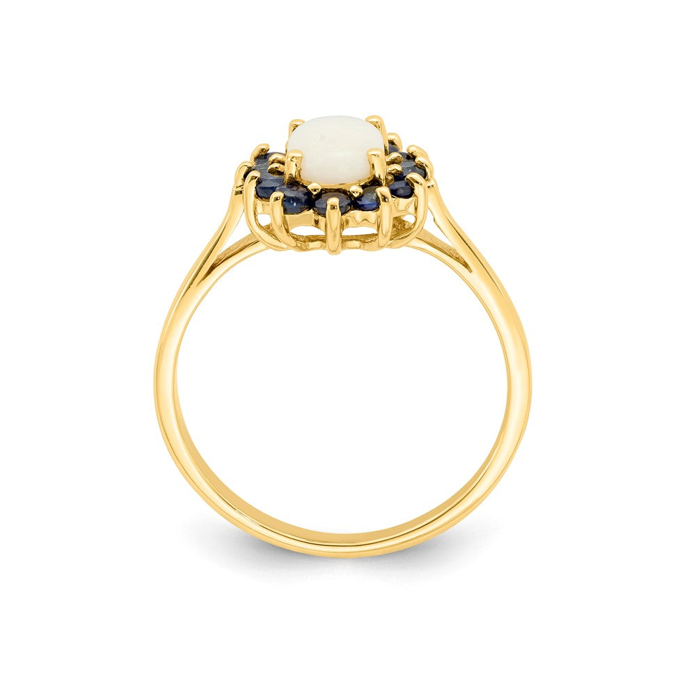 14K Gelbgold Ring mit Opal und Saphir
