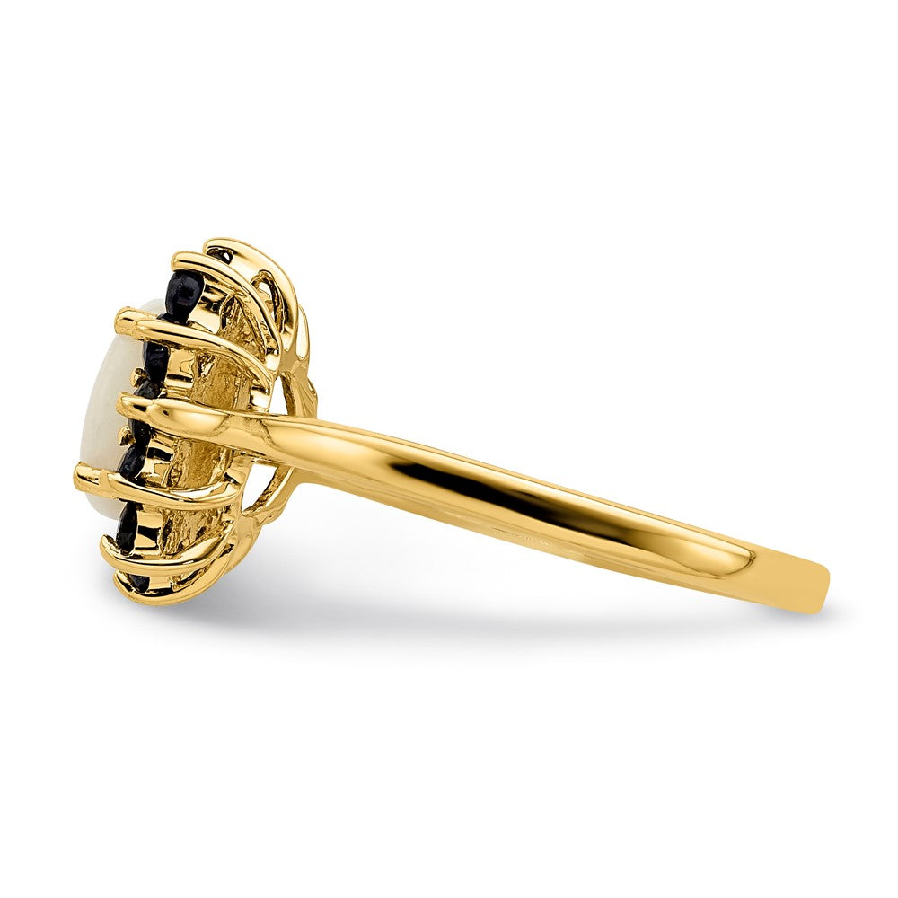 14K Gelbgold Ring mit Opal und Saphir