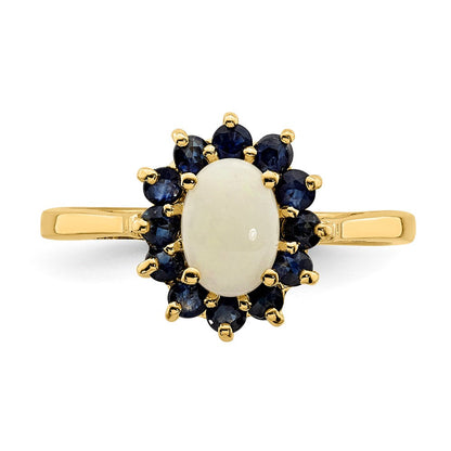 14K Gelbgold Ring mit Opal und Saphir