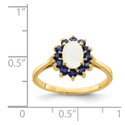 14K Gelbgold Ring mit Opal und Saphir