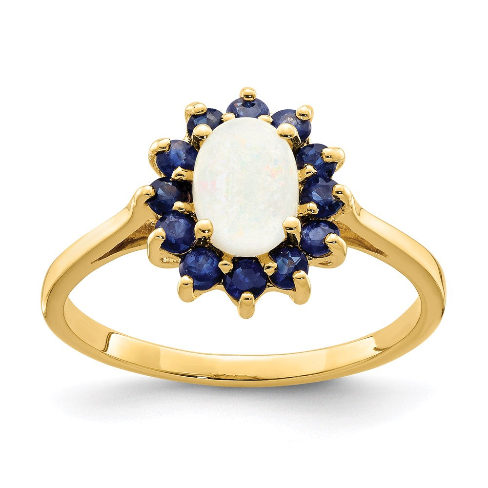 14K Gelbgold Ring mit Opal und Saphir