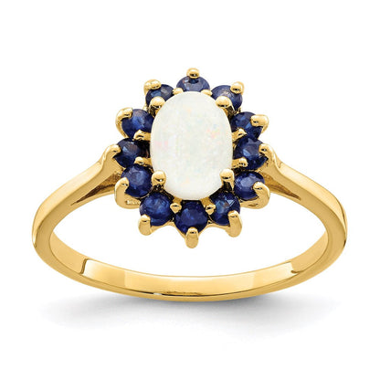 14K Gelbgold Ring mit Opal und Saphir
