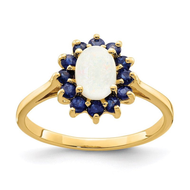 14K Gelbgold Ring mit Opal und Saphir